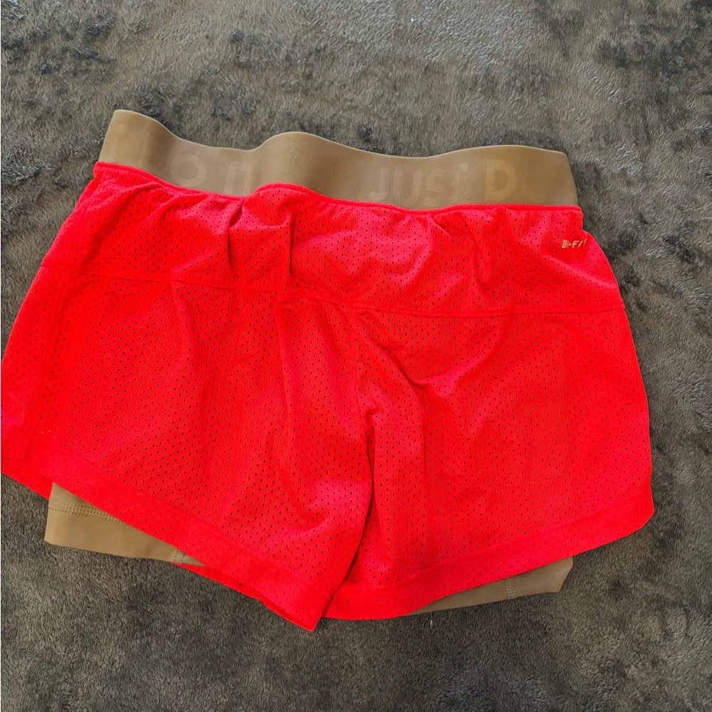 Nike Women's Bright Red and Gold Athletic Shorts - Picture 3 of 3